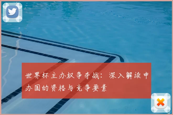世界杯主办权争夺战：深入解读申办国的资格与竞争要素
